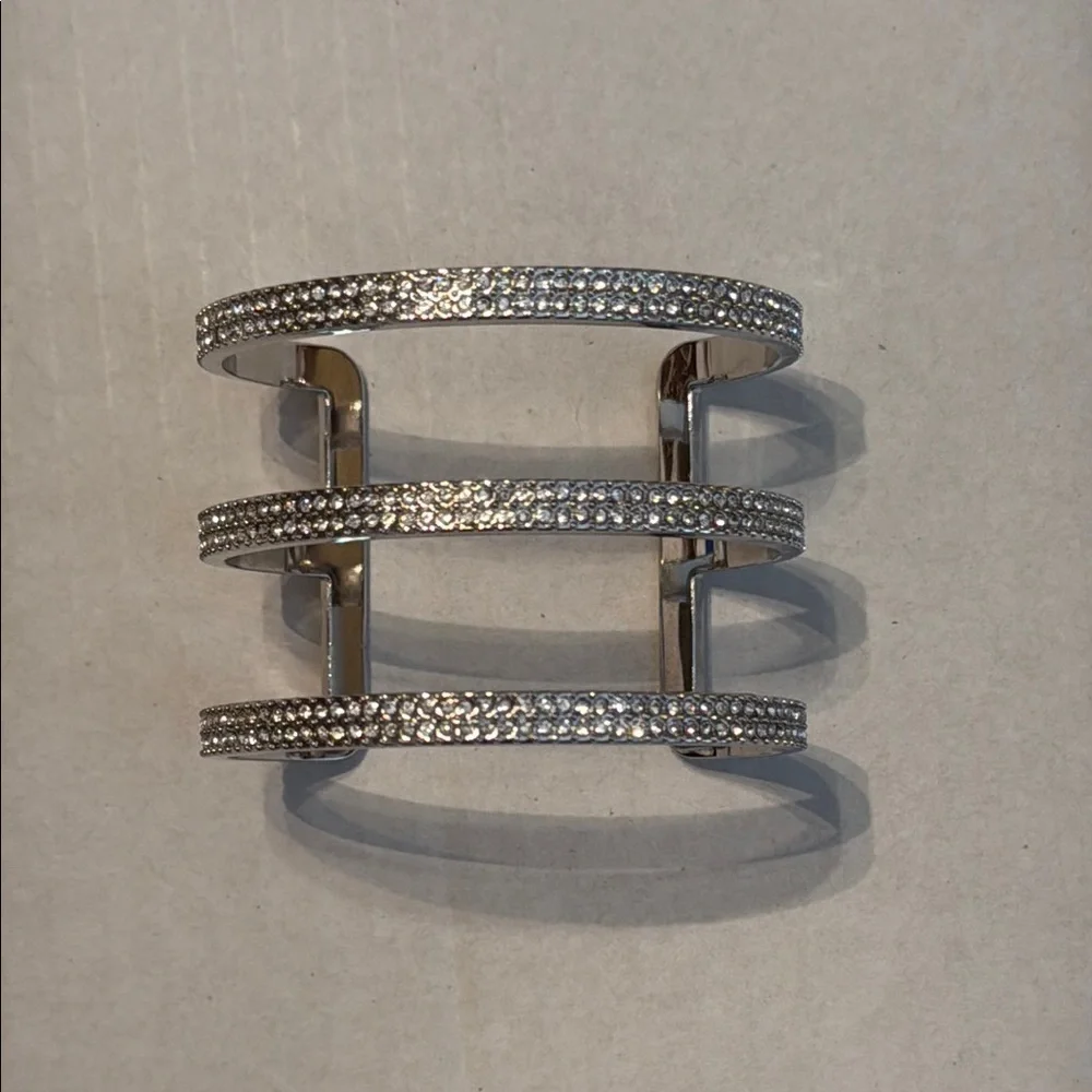 Vince Camuto Silver 3-Row Pave Cuff Bracelet One Size